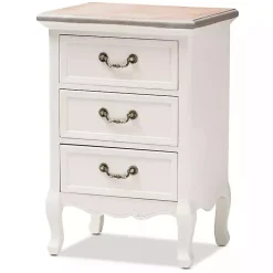 Kirklands Home Antique Wooden 3-Drawer Nightstand White Outlet