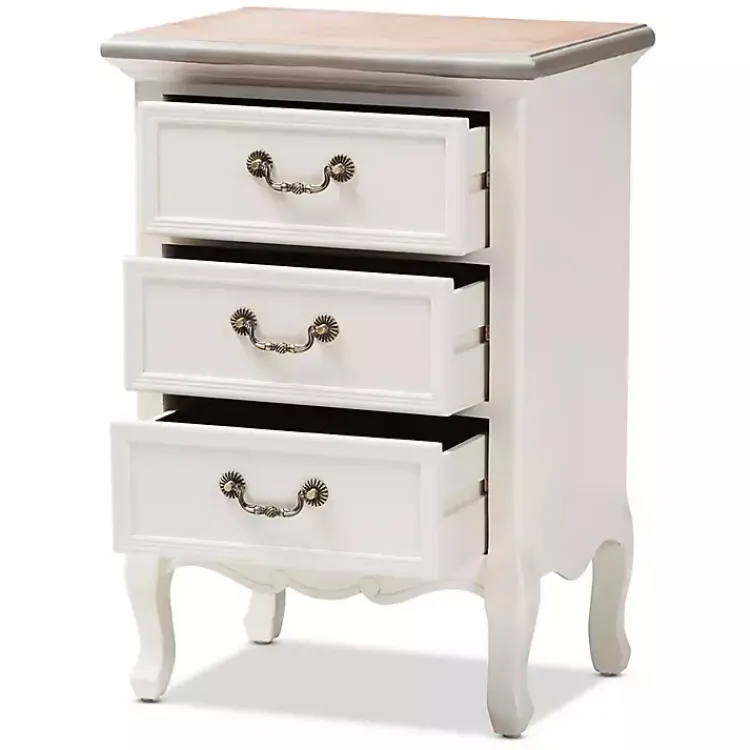 Kirklands Home Antique Wooden 3-Drawer Nightstand White Outlet