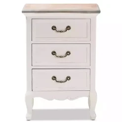Kirklands Home Antique Wooden 3-Drawer Nightstand White Outlet