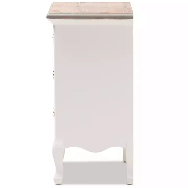 Kirklands Home Antique Wooden 3-Drawer Nightstand White Outlet