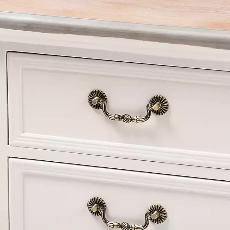 Kirklands Home Antique Wooden 3-Drawer Nightstand White Outlet