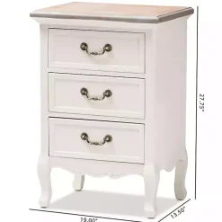 Kirklands Home Antique Wooden 3-Drawer Nightstand White Outlet