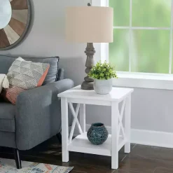 Kirklands Home Antique White X Side Frame Accent Table Best