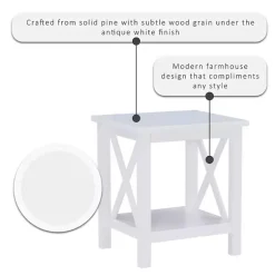 Kirklands Home Antique White X Side Frame Accent Table Best