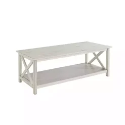Kirklands Home Antique washed Wood Coffee Table White New