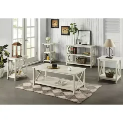 Kirklands Home Antique washed Wood Coffee Table White New