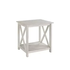 Kirklands Home Antique washed Wood Square Side Table White Clearance