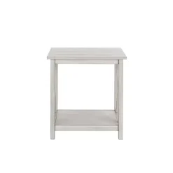 Kirklands Home Antique washed Wood Square Side Table White Clearance
