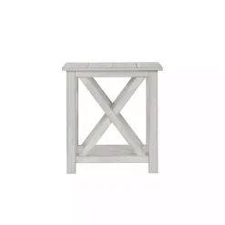 Kirklands Home Antique washed Wood Square Side Table White Clearance