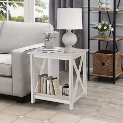 Kirklands Home Antique washed Wood Square Side Table White Clearance