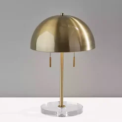 Kirklands Home Antiqued Brass Dome Shade Table Lamp Gold New