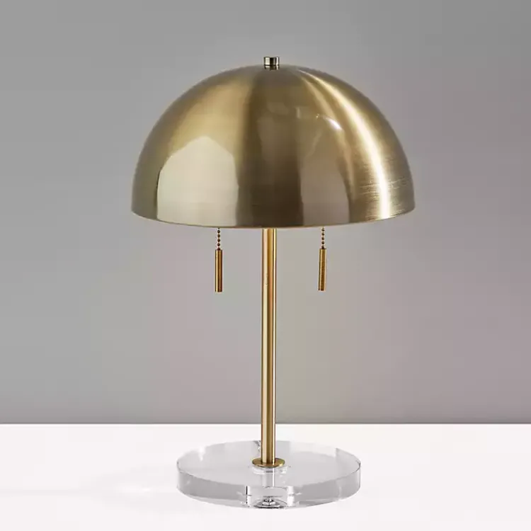 Kirklands Home Antiqued Brass Dome Shade Table Lamp Gold New