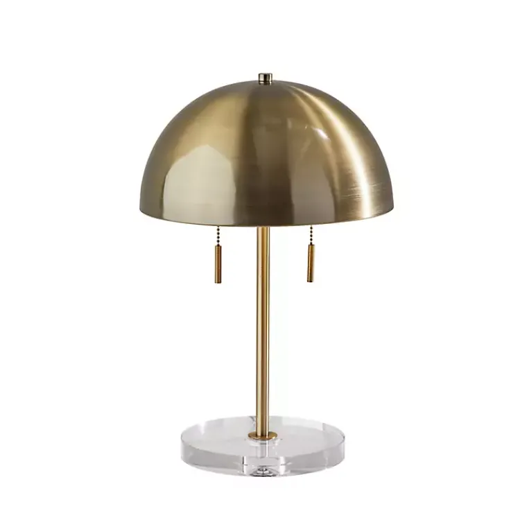 Kirklands Home Antiqued Brass Dome Shade Table Lamp Gold New