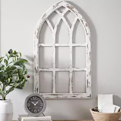 Kirklands Home Antiqued Window Pane Arch Plaque White Outlet