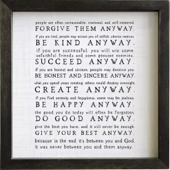 Kirklands Home Anyway Framed Wood Wall Plaque Clearance