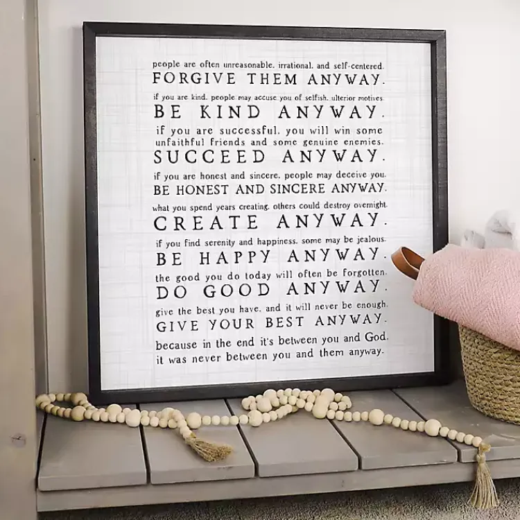 Kirklands Home Anyway Framed Wood Wall Plaque Clearance