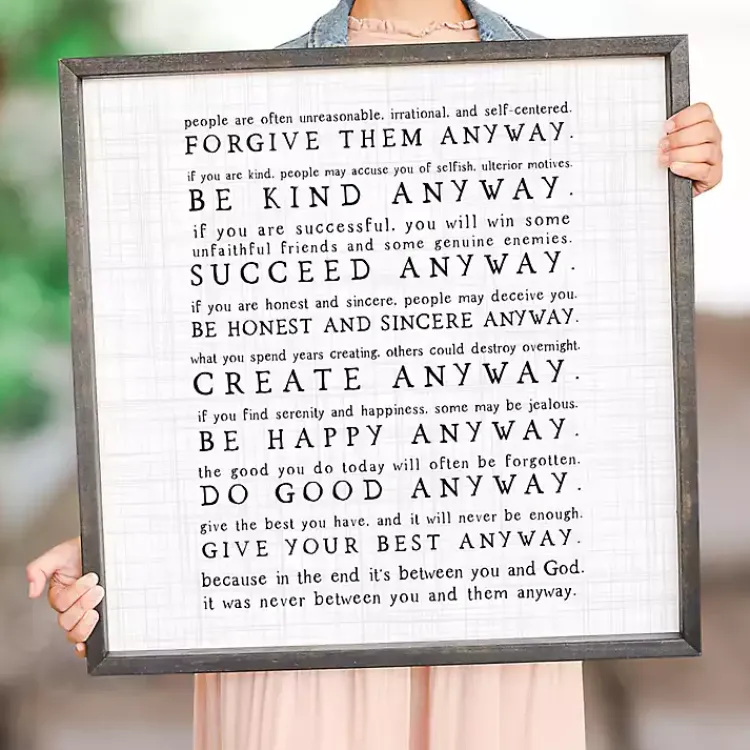 Kirklands Home Anyway Framed Wood Wall Plaque Clearance