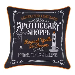 Halloween>Kirklands Home Apothecary Shoppe Halloween Pillow Black