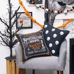Halloween>Kirklands Home Apothecary Shoppe Halloween Pillow Black