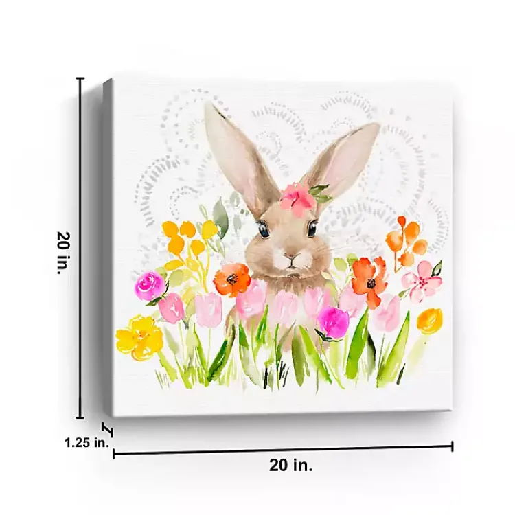Easter Decorations>Kirklands Home April Flowers and Happy Bunny Canvas Art Print