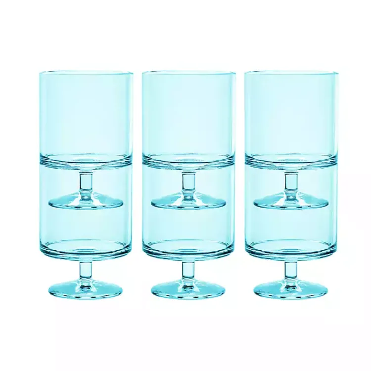Kirklands Home Aqua Acrylic Goblet Wine Glasses, Set of 6 Blue