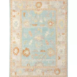 Kirklands Home Aqua and Beige Bohemian Area Rug, 5x8 Clearance