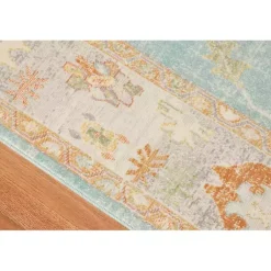 Kirklands Home Aqua and Beige Bohemian Area Rug, 5x8 Clearance