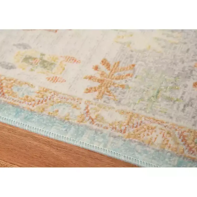 Kirklands Home Aqua and Beige Bohemian Area Rug, 5x8 Clearance