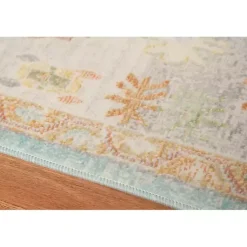 Kirklands Home Aqua and Beige Bohemian Area Rug, 7x9 Blue Outlet