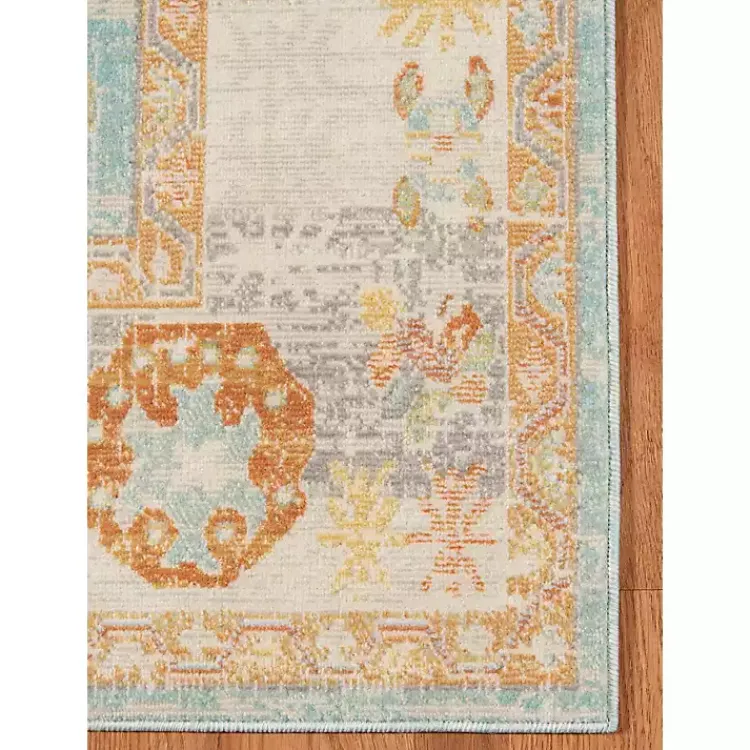 Kirklands Home Aqua and Beige Bohemian Area Rug, 7x9 Blue Outlet
