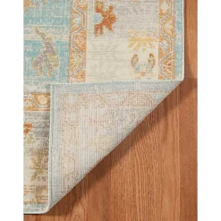 Kirklands Home Aqua and Beige Bohemian Area Rug, 7x9 Blue Outlet