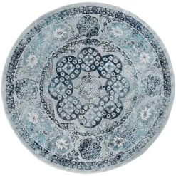Kirklands Home Aqua and Gray Alex Round Area Rug, 6x6 Clearance