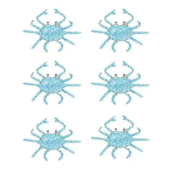 Kirklands Home Aqua Beaded Crab Napkin Rings, Set of 6 Blue Clearance