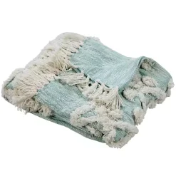 Blankets & Throws>Kirklands Home Aqua Blue Aztec Fringe Throw
