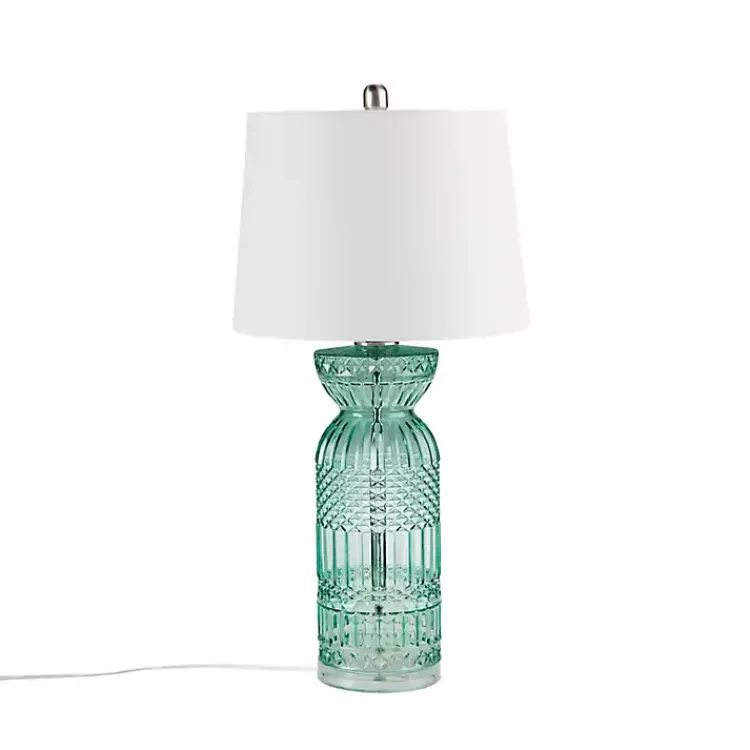 Kirklands Home Aqua Textured Glass Luxuria Table Lamp Blue Hot