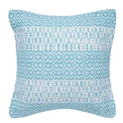 Kirklands Home Aqua Diamond Stripe Indoor/Outdoor Pillow Blue Sale