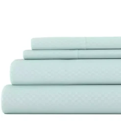 Kirklands Home Aqua Embossed Checkered 3-pc. Twin Sheet Set Blue Discount