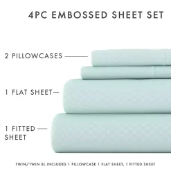 Kirklands Home Aqua Embossed Checkered 3-pc. Twin Sheet Set Blue Discount
