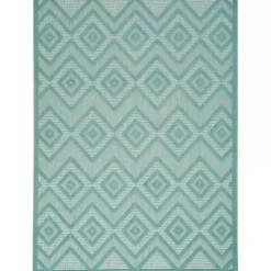 Kirklands Home Aqua Flatweave Diamond Outdoor Area Rug Blue Best