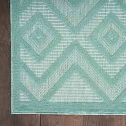 Kirklands Home Aqua Flatweave Diamond Outdoor Area Rug Blue Best