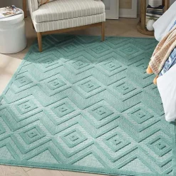 Kirklands Home Aqua Flatweave Diamond Outdoor Area Rug Blue Best