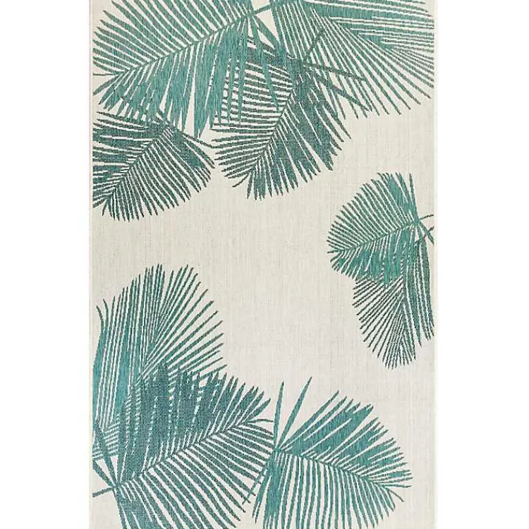 Kirklands Home Aqua Forest Leaf Indoor/Outdoor Area Rug, 6x9 Hot