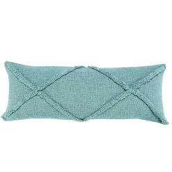Pillows>Kirklands Home Aqua Fringe Diamond Lumbar Pillow Blue