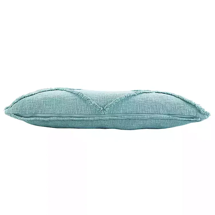 Pillows>Kirklands Home Aqua Fringe Diamond Lumbar Pillow Blue