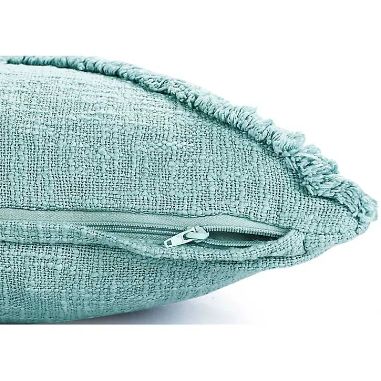 Pillows>Kirklands Home Aqua Fringe Diamond Lumbar Pillow Blue