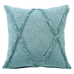 Pillows>Kirklands Home Aqua Fringe Diamond Pillow, 20 in. Blue