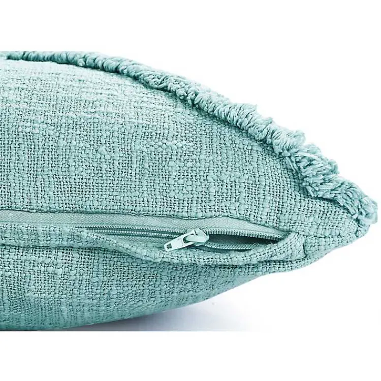 Pillows>Kirklands Home Aqua Fringe Diamond Pillow, 20 in. Blue