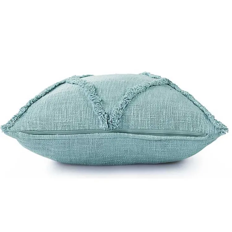 Pillows>Kirklands Home Aqua Fringe Diamond Pillow, 20 in. Blue