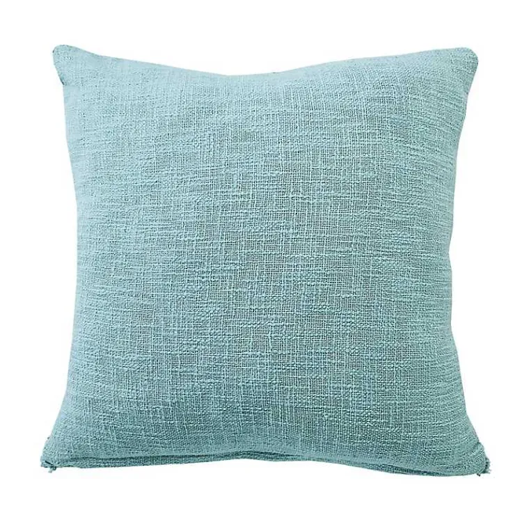 Pillows>Kirklands Home Aqua Fringe Diamond Pillow, 20 in. Blue