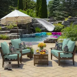 Kirklands Home Aqua Leala Texture Outdoor Deep Seat Cushions Blue